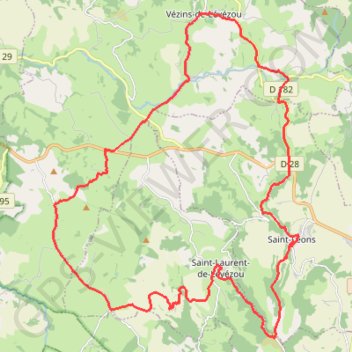 Itinéraire Sur les monts du Lévézou - Vézins-de-Lévézou, distance, dénivelé, altitude, carte, profil, trace GPS