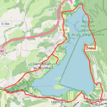 Itinéraire Autour du lac d'Aiguebelette - Lépin-le-Lac, distance, dénivelé, altitude, carte, profil, trace GPS