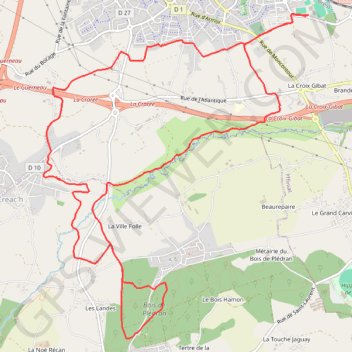 Itinéraire Tregueux pledran, distance, dénivelé, altitude, carte, profil, trace GPS