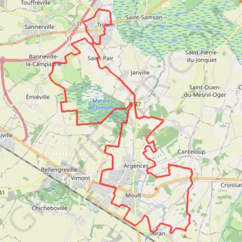 Itinéraire Troarn - Argences, distance, dénivelé, altitude, carte, profil, trace GPS
