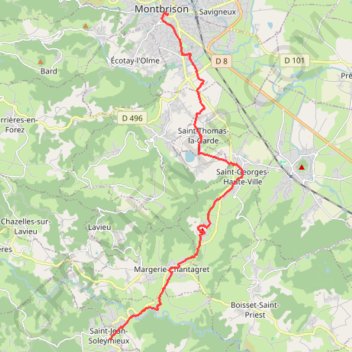 Itinéraire Montbrison - Saint-Jean-Soleymieux, distance, dénivelé, altitude, carte, profil, trace GPS