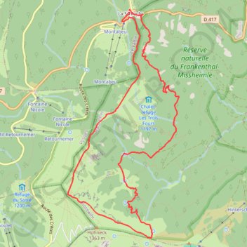 Itinéraire Le sentier des Roches, distance, dénivelé, altitude, carte, profil, trace GPS