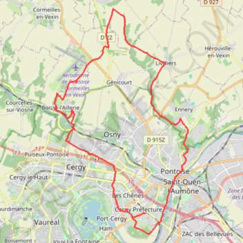Itinéraire Cergy-Epiais-Rhus, distance, dénivelé, altitude, carte, profil, trace GPS