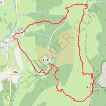 Itinéraire Rocher du Baconnet en boucle depuis Gresse-en-Vercors, distance, dénivelé, altitude, carte, profil, trace GPS