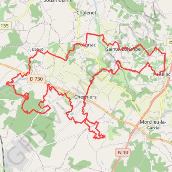 Itinéraire Pouillac, distance, dénivelé, altitude, carte, profil, trace GPS