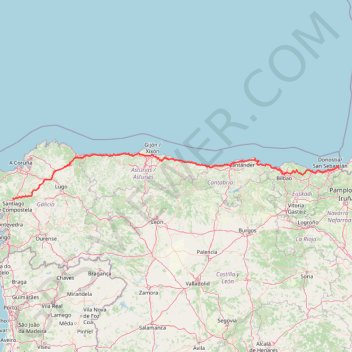 Itinéraire Camino del Norte_1, distance, dénivelé, altitude, carte, profil, trace GPS