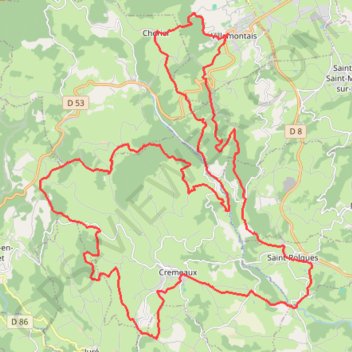 Itinéraire En Pays d'Urfé / Villemontais - Crémeaux, distance, dénivelé, altitude, carte, profil, trace GPS