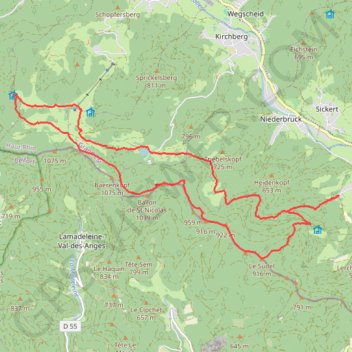 Itinéraire La boucle du Schlumpf, distance, dénivelé, altitude, carte, profil, trace GPS