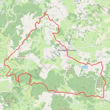 Itinéraire Monts de Guéret, distance, dénivelé, altitude, carte, profil, trace GPS
