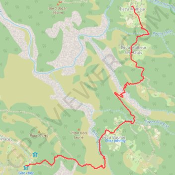 Itinéraire Îlet à malheur à Grand place Bis, distance, dénivelé, altitude, carte, profil, trace GPS