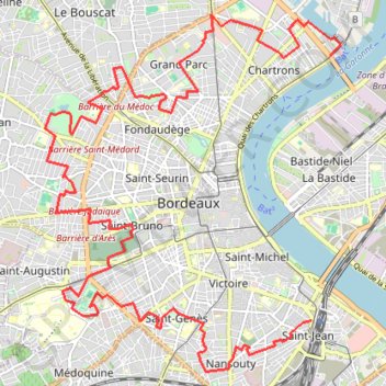 Itinéraire Bordeaux, distance, dénivelé, altitude, carte, profil, trace GPS