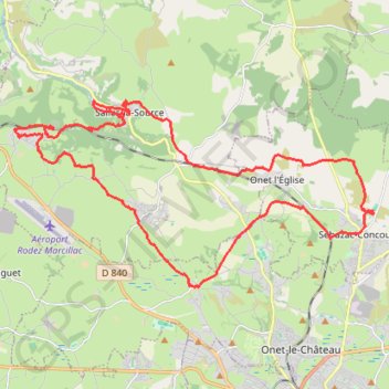 Itinéraire Rodez Agglomeration - Circuit 12 - Au fil du Créneau, distance, dénivelé, altitude, carte, profil, trace GPS