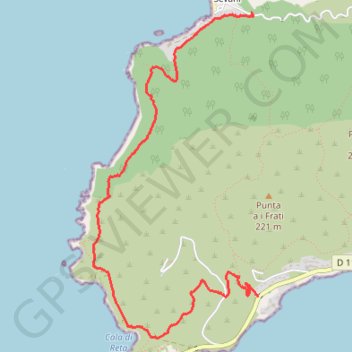 Itinéraire Chemin douanier entre Parata et village de capo di feno, distance, dénivelé, altitude, carte, profil, trace GPS