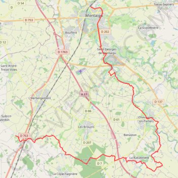 Itinéraire De La Chabotterie à Montaigu, distance, dénivelé, altitude, carte, profil, trace GPS