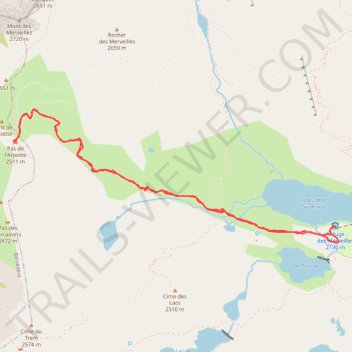 Itinéraire 1- 2025 10 10 - du refuge des merveilles au pas de l'arpette A/R pix, distance, dénivelé, altitude, carte, profil, trace GPS