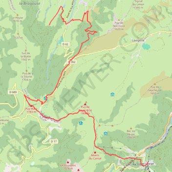 Itinéraire Lioran - Lascourt, distance, dénivelé, altitude, carte, profil, trace GPS