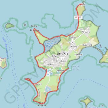 Itinéraire Île d'Arz, distance, dénivelé, altitude, carte, profil, trace GPS