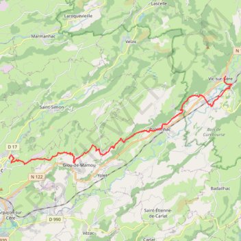 Itinéraire La Via Arverna (Vic-sur-Cère - Aurillac), distance, dénivelé, altitude, carte, profil, trace GPS