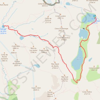 Itinéraire Refuge de Nice > Refuge de Valmasque (Via Alpina), distance, dénivelé, altitude, carte, profil, trace GPS
