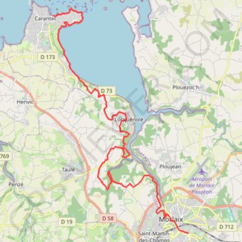 Itinéraire De Morlaix à Carantec, distance, dénivelé, altitude, carte, profil, trace GPS