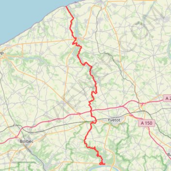 Itinéraire GR211 De Veulettes-sur-Mer à Caudebec-en-Caux (Seine-Maritime), distance, dénivelé, altitude, carte, profil, trace GPS
