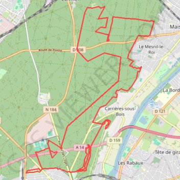 Itinéraire G3 28km165m Parc de la Charmeraie, distance, dénivelé, altitude, carte, profil, trace GPS