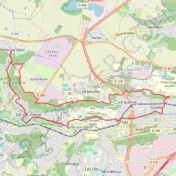Itinéraire Vallée de l'Yvette, distance, dénivelé, altitude, carte, profil, trace GPS