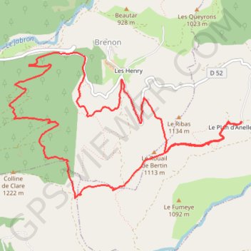 Itinéraire Plan d'Anelle - La Boucle de Brenon, distance, dénivelé, altitude, carte, profil, trace GPS
