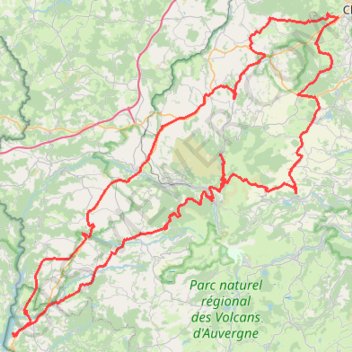 Itinéraire AUVERGNE NORD, distance, dénivelé, altitude, carte, profil, trace GPS