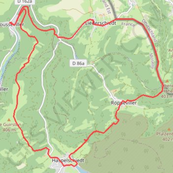 Itinéraire Sur la frontière entre Bousseviller et Roppeviller, distance, dénivelé, altitude, carte, profil, trace GPS