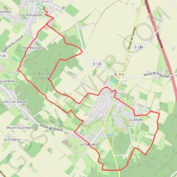 Itinéraire Circuit des vignes - Thénac, distance, dénivelé, altitude, carte, profil, trace GPS