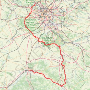 Itinéraire Cergy-Orléans, distance, dénivelé, altitude, carte, profil, trace GPS