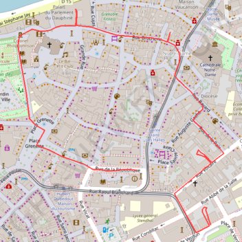Itinéraire Etincelle, à pied dans Grenoble, distance, dénivelé, altitude, carte, profil, trace GPS