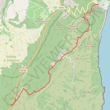 Itinéraire Cala Gonone, distance, dénivelé, altitude, carte, profil, trace GPS