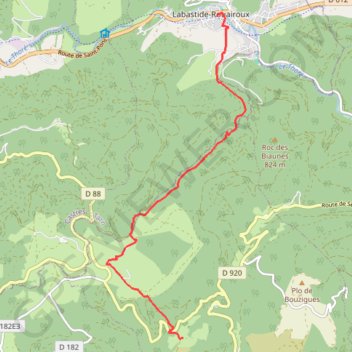 Itinéraire Labastide, distance, dénivelé, altitude, carte, profil, trace GPS