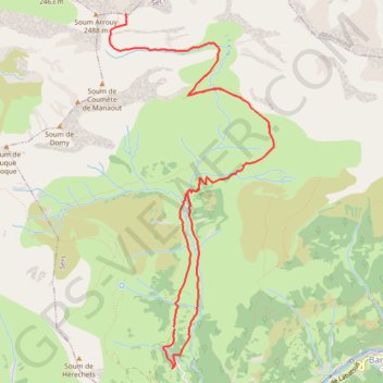 Itinéraire Col Arrouy 2399 versant Sers, distance, dénivelé, altitude, carte, profil, trace GPS
