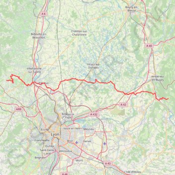 Itinéraire Traversée de la Dombes (Rhône-Ain), distance, dénivelé, altitude, carte, profil, trace GPS