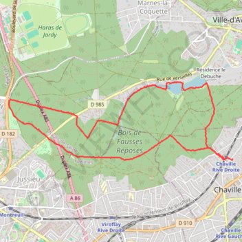 Itinéraire Forêt de Fausses Reposes, distance, dénivelé, altitude, carte, profil, trace GPS
