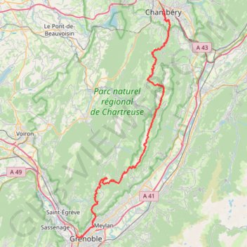 Itinéraire Traversée de la Chartreuse par Chamechaude, distance, dénivelé, altitude, carte, profil, trace GPS