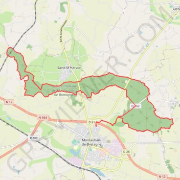 Itinéraire Forêt de Montauban de bretagne, distance, dénivelé, altitude, carte, profil, trace GPS