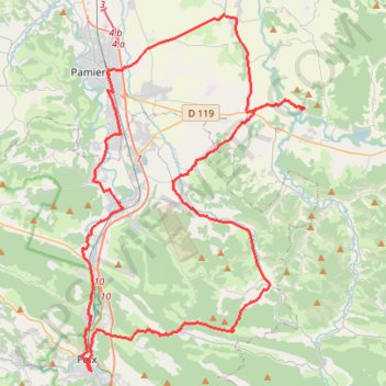 Itinéraire Vals en plaine de Pamiers, distance, dénivelé, altitude, carte, profil, trace GPS