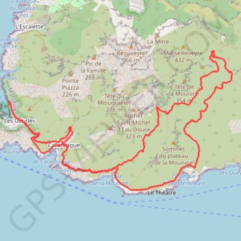 Itinéraire Calanques du Sud de Marseille, distance, dénivelé, altitude, carte, profil, trace GPS