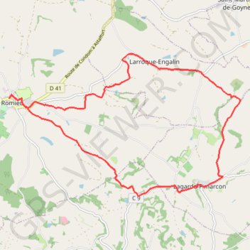 Itinéraire Anciens fiefs de Gascogne - La Romieu, distance, dénivelé, altitude, carte, profil, trace GPS