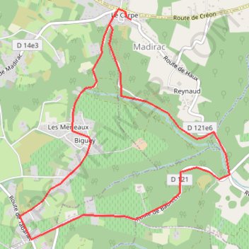 Itinéraire Autour de Madriac, distance, dénivelé, altitude, carte, profil, trace GPS
