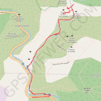 Itinéraire Destel - Grotte du Bélier, distance, dénivelé, altitude, carte, profil, trace GPS