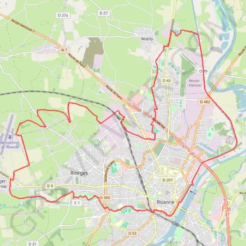 Itinéraire Tour de Roanne, distance, dénivelé, altitude, carte, profil, trace GPS