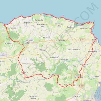 Itinéraire GRP Tour du Val de Saire, distance, dénivelé, altitude, carte, profil, trace GPS