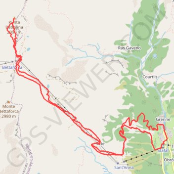Itinéraire Punta Bettolina, distance, dénivelé, altitude, carte, profil, trace GPS