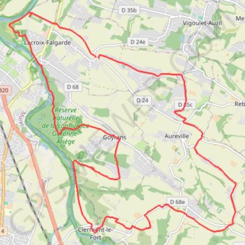 Itinéraire Les coteaux Lacroix-Falgarde, distance, dénivelé, altitude, carte, profil, trace GPS
