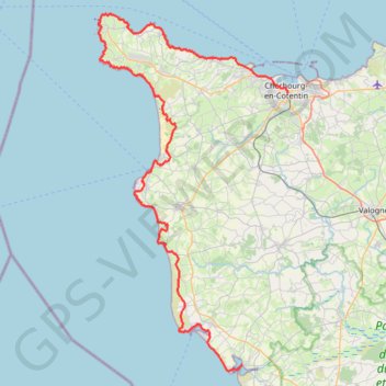Itinéraire Randonnée de Cherbourg à Portbail par le GR 223, distance, dénivelé, altitude, carte, profil, trace GPS
